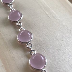 925 Sterling Silver and Rose Quartz Anklet